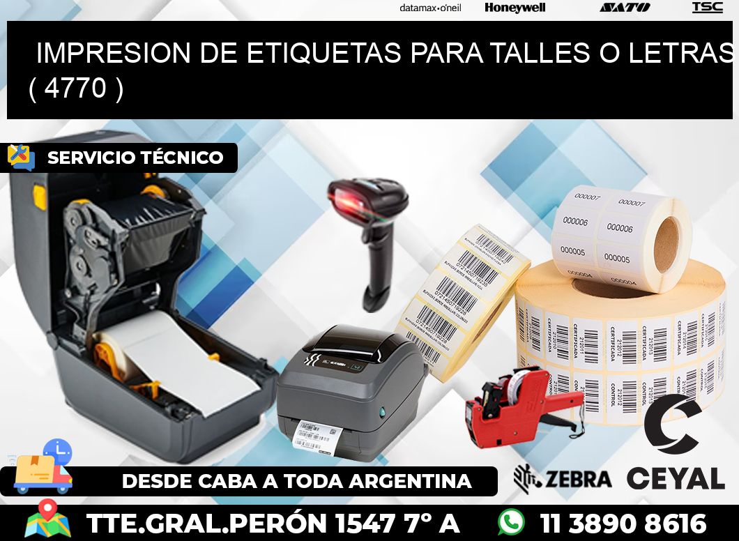 IMPRESION DE ETIQUETAS PARA TALLES O LETRAS ( 4770 )