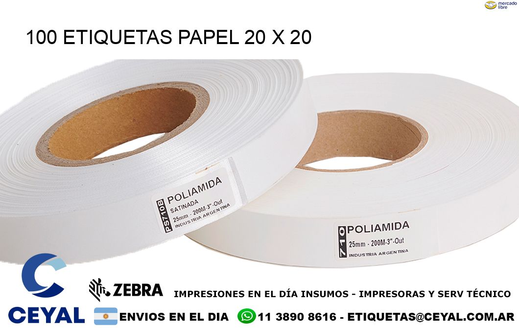 100 ETIQUETAS PAPEL 20 x 20