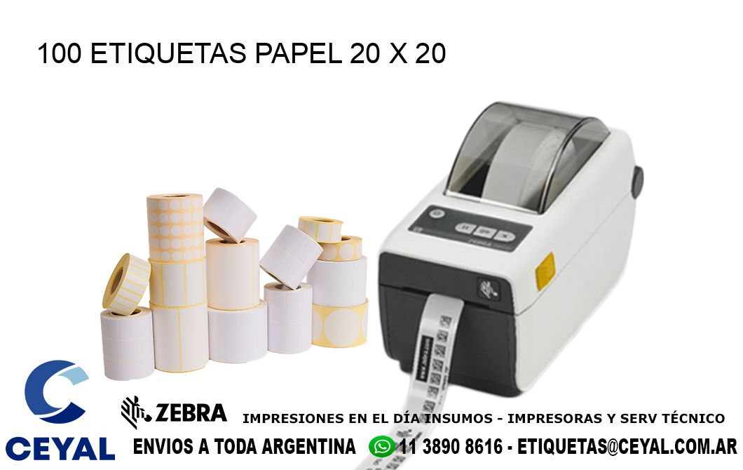100 ETIQUETAS PAPEL 20 x 20