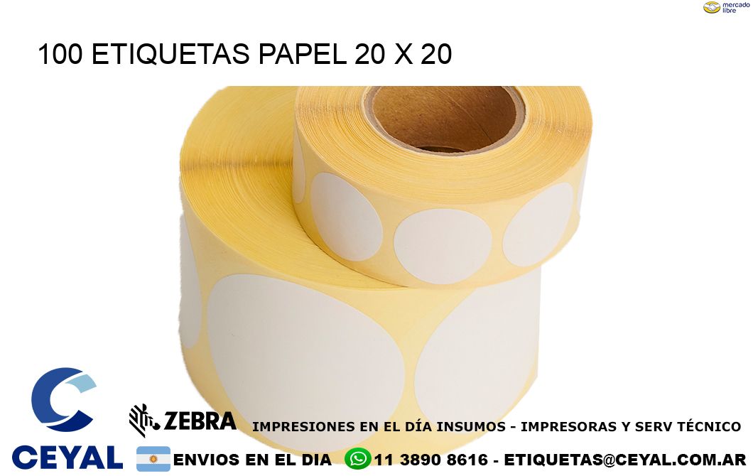 100 ETIQUETAS PAPEL 20 x 20
