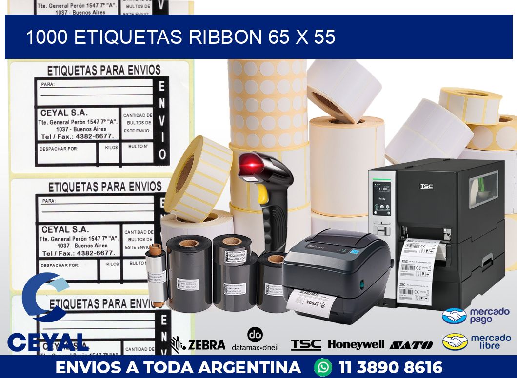 1000 ETIQUETAS RIBBON 65 x 55