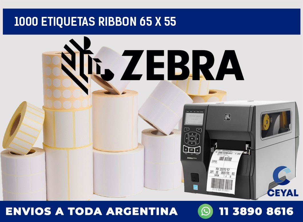 1000 ETIQUETAS RIBBON 65 x 55
