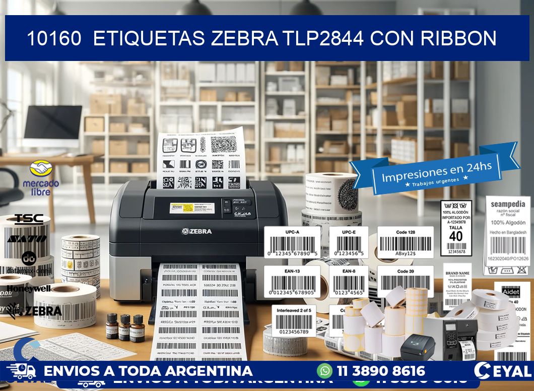 10160  ETIQUETAS ZEBRA TLP2844 CON RIBBON