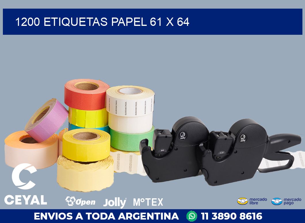 1200 ETIQUETAS PAPEL 61 x 64