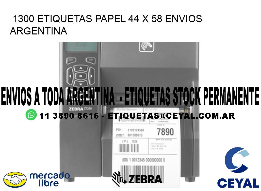 1300 ETIQUETAS PAPEL 44 x 58 ENVIOS ARGENTINA