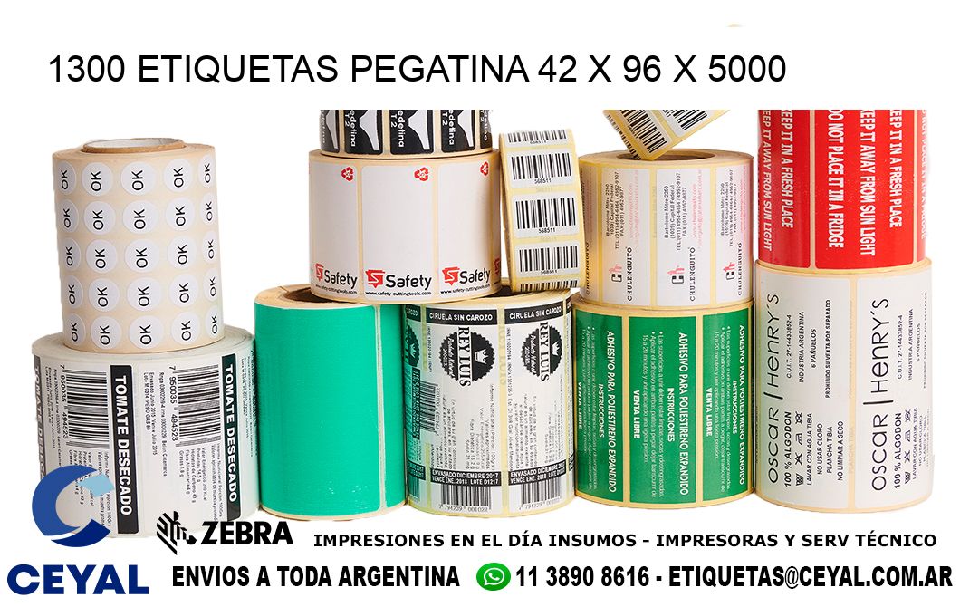 1300 ETIQUETAS PEGATINA 42 x 96 x 5000