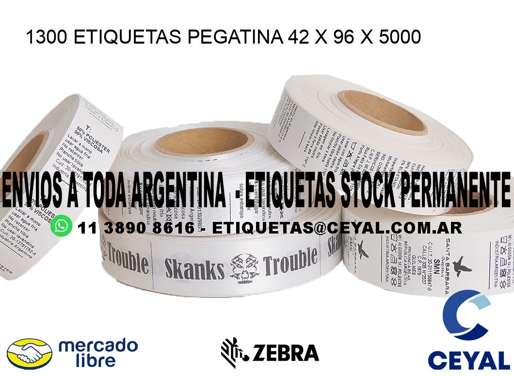 1300 ETIQUETAS PEGATINA 42 x 96 x 5000