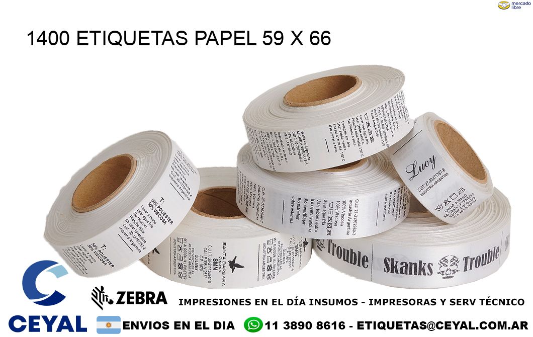 1400 ETIQUETAS PAPEL 59 x 66