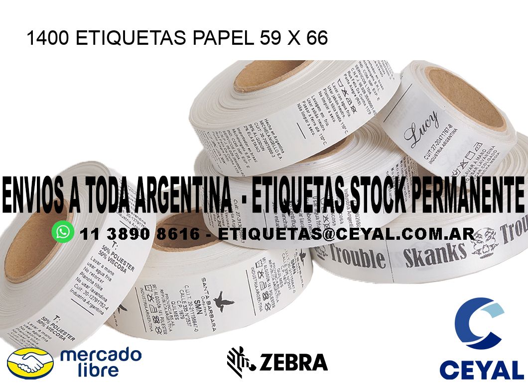 1400 ETIQUETAS PAPEL 59 x 66