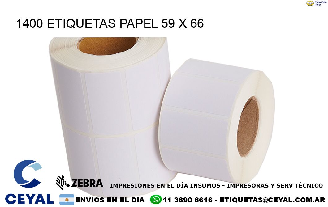 1400 ETIQUETAS PAPEL 59 x 66