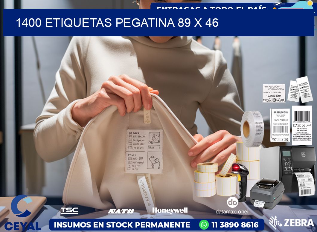 1400 ETIQUETAS PEGATINA 89 x 46