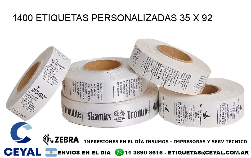 1400 ETIQUETAS PERSONALIZADAS 35 x 92