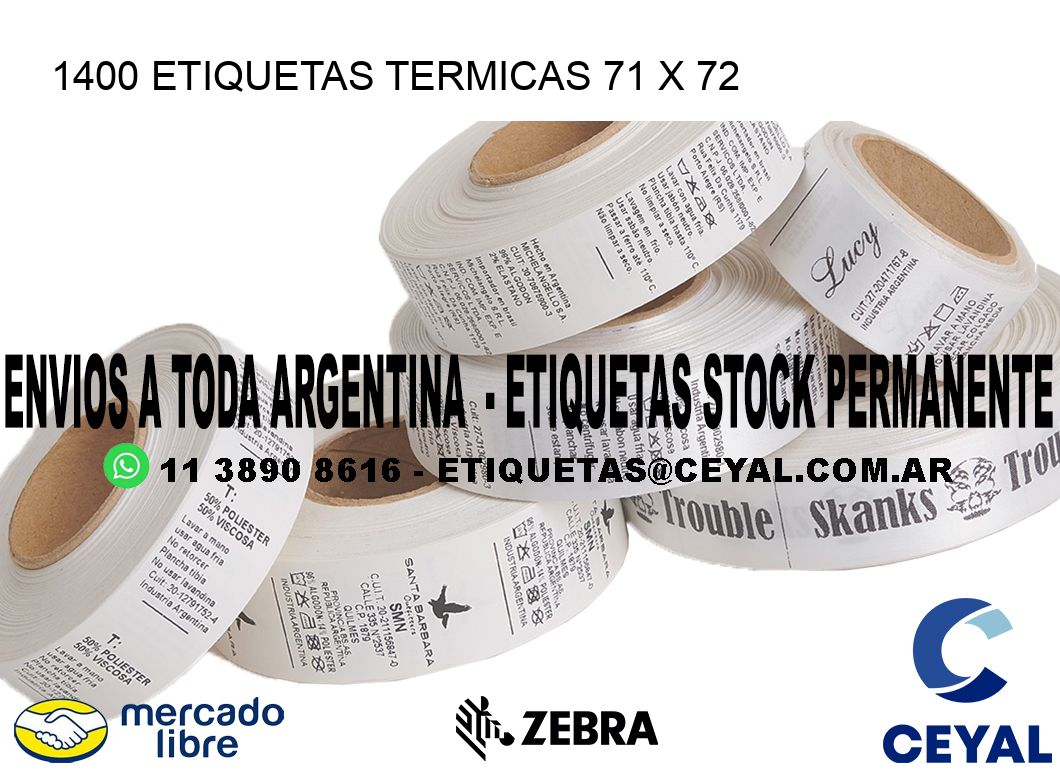 1400 ETIQUETAS TERMICAS 71 x 72