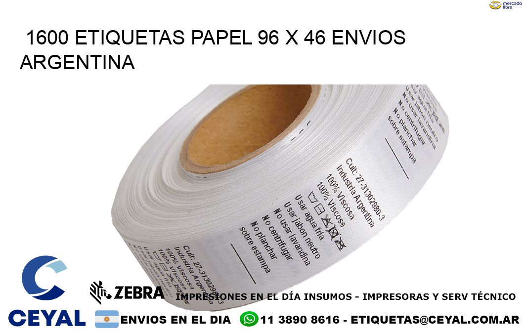1600 ETIQUETAS PAPEL 96 x 46 ENVIOS ARGENTINA