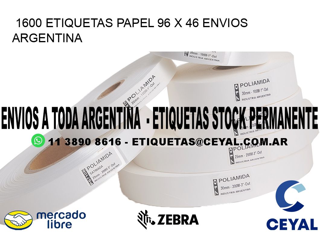 1600 ETIQUETAS PAPEL 96 x 46 ENVIOS ARGENTINA