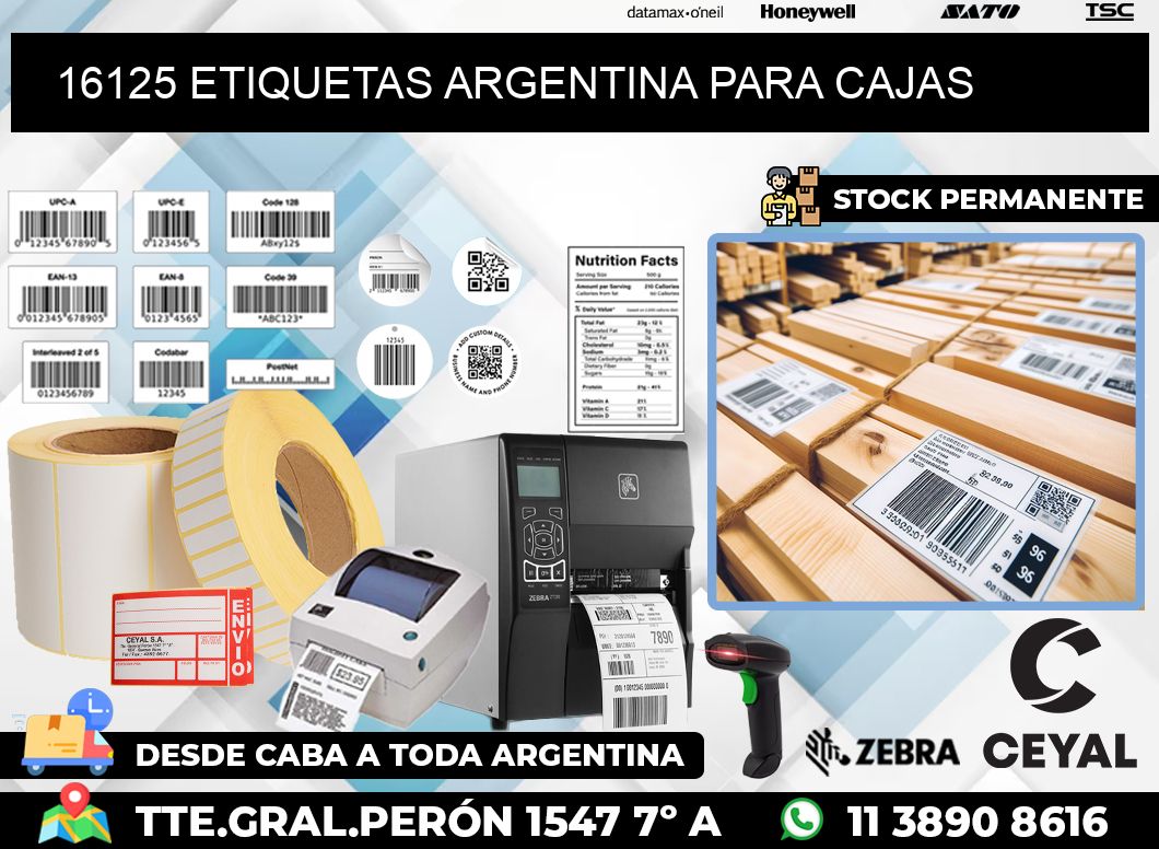 16125 ETIQUETAS ARGENTINA PARA CAJAS