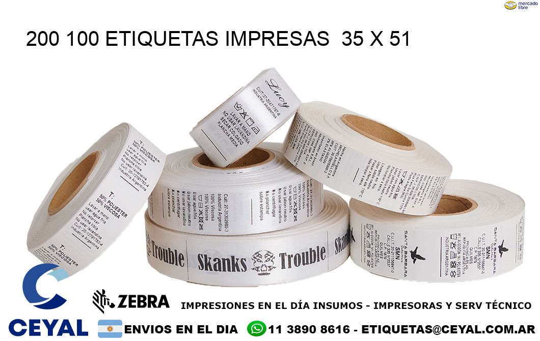 200 100 ETIQUETAS IMPRESAS  35 x 51