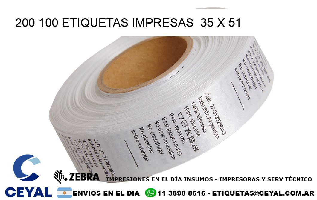200 100 ETIQUETAS IMPRESAS  35 x 51