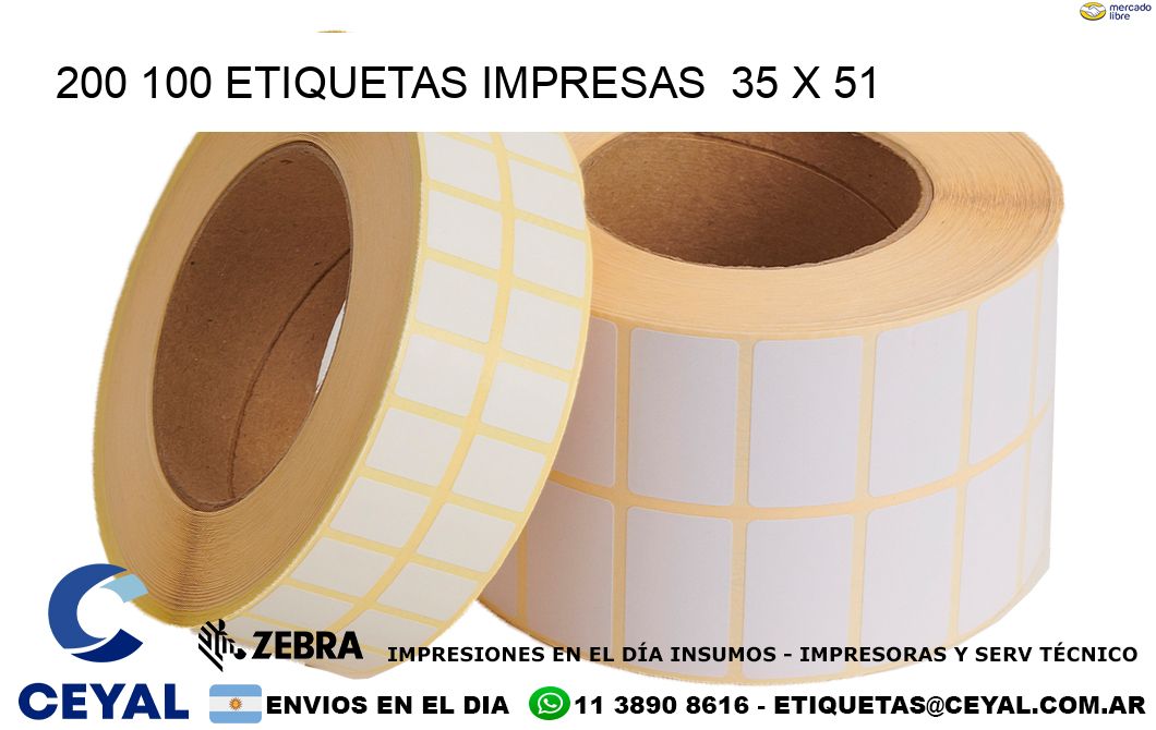 200 100 ETIQUETAS IMPRESAS  35 x 51