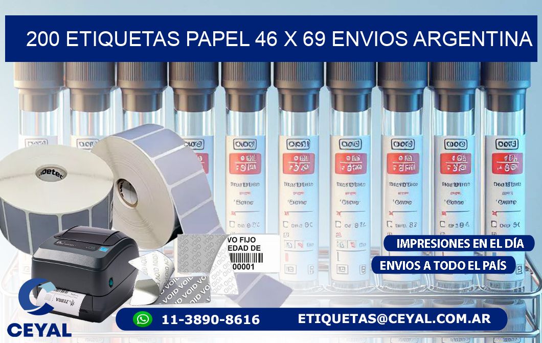 200 ETIQUETAS PAPEL 46 x 69 ENVIOS ARGENTINA