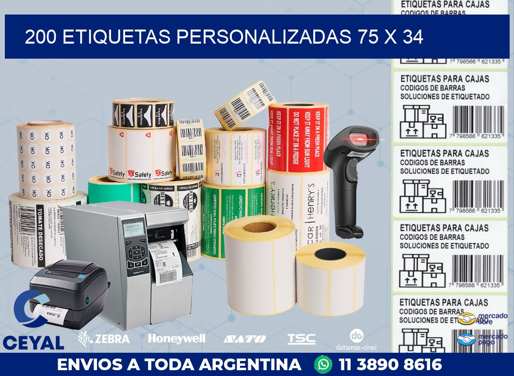 200 ETIQUETAS PERSONALIZADAS 75 x 34