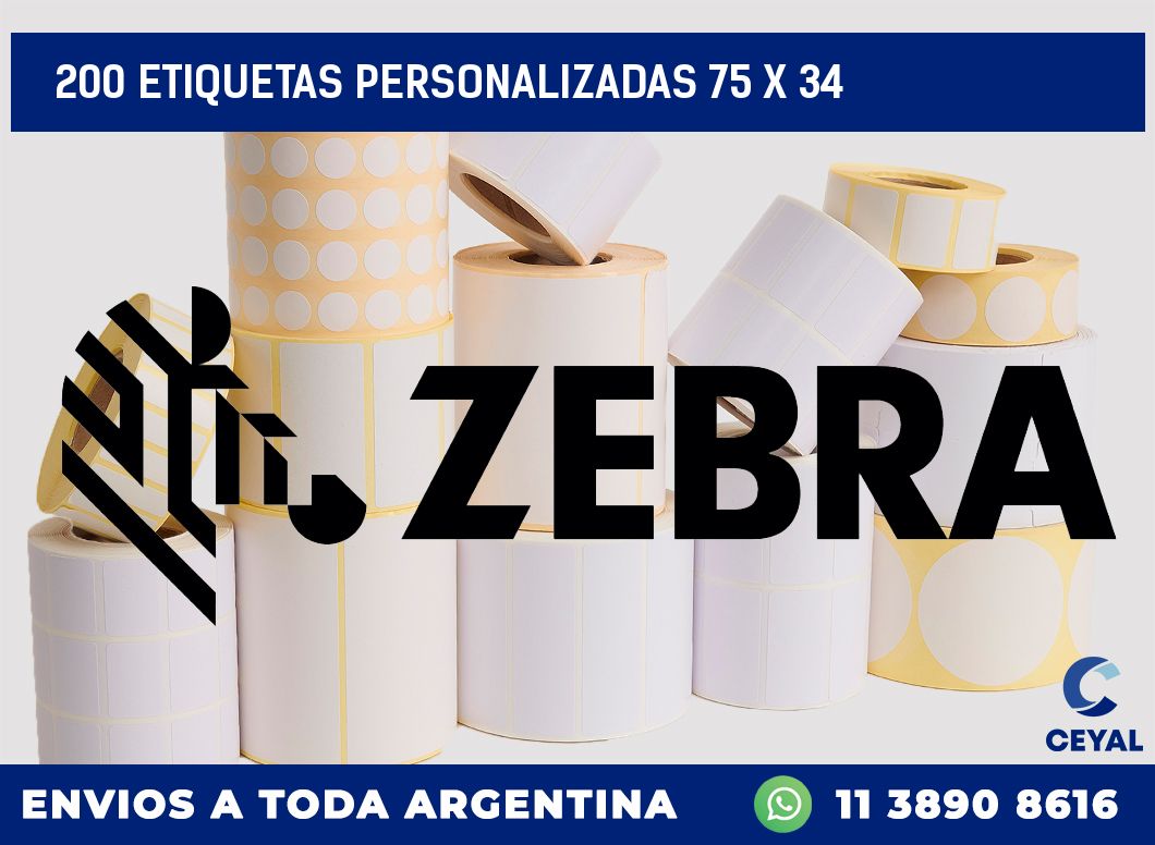 200 ETIQUETAS PERSONALIZADAS 75 x 34