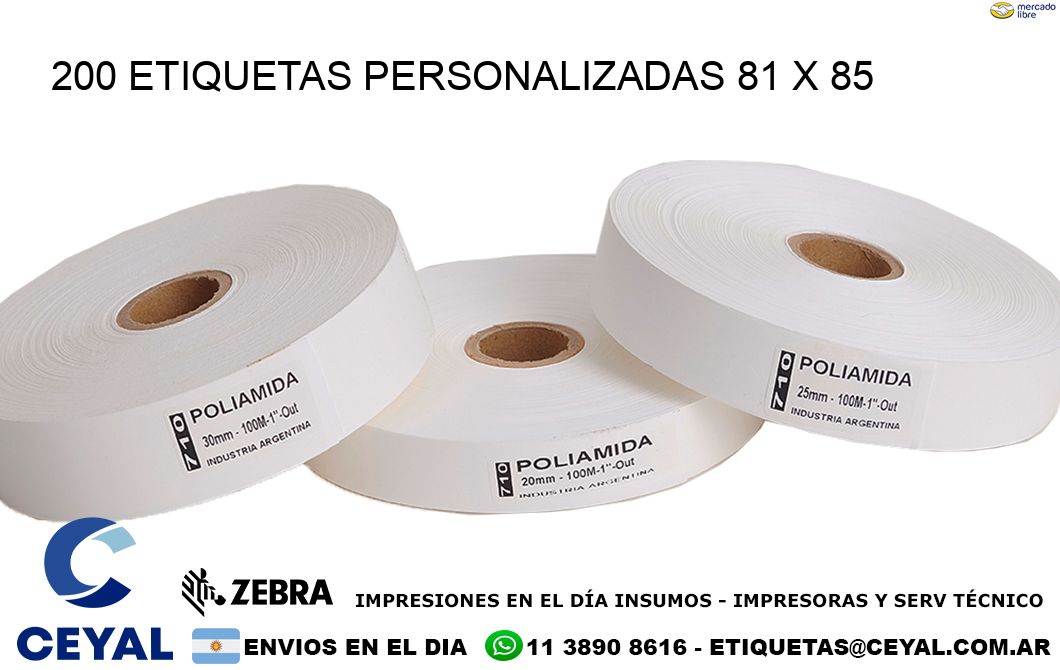 200 ETIQUETAS PERSONALIZADAS 81 x 85