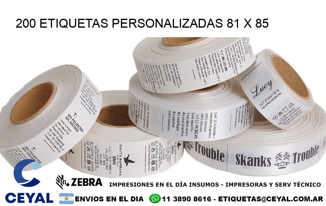 200 ETIQUETAS PERSONALIZADAS 81 x 85