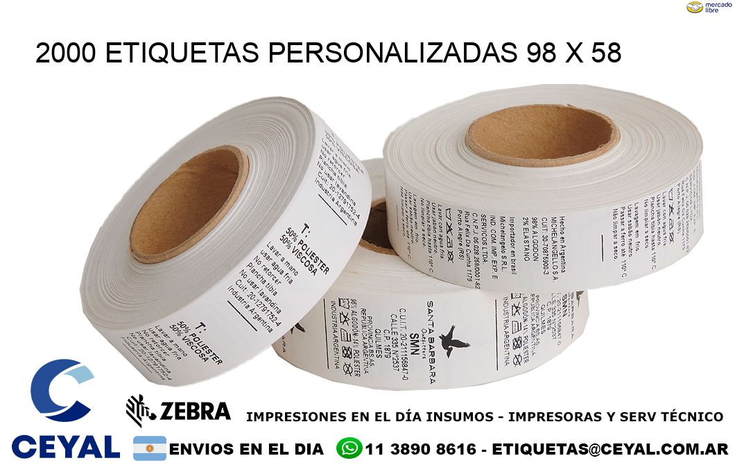 2000 ETIQUETAS PERSONALIZADAS 98 x 58