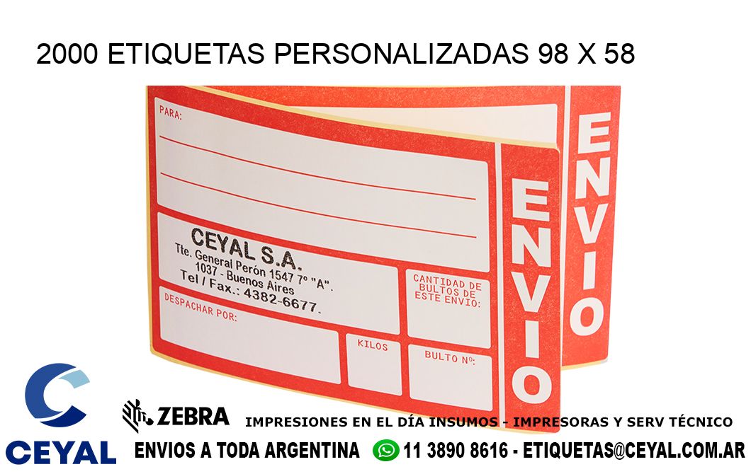 2000 ETIQUETAS PERSONALIZADAS 98 x 58