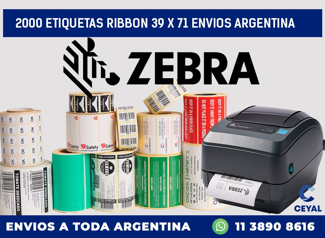2000 ETIQUETAS RIBBON 39 x 71 ENVIOS ARGENTINA