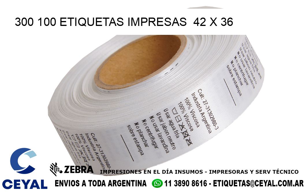 300 100 ETIQUETAS IMPRESAS  42 x 36