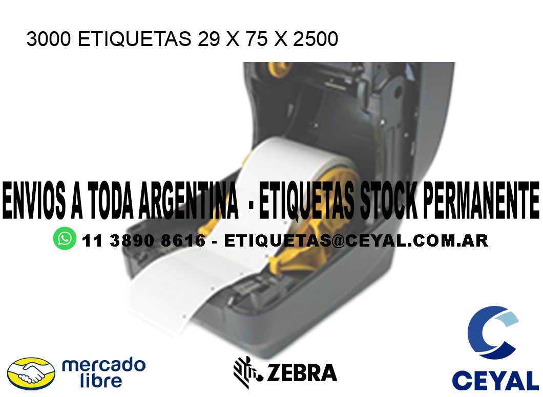 3000 ETIQUETAS 29 x 75 x 2500