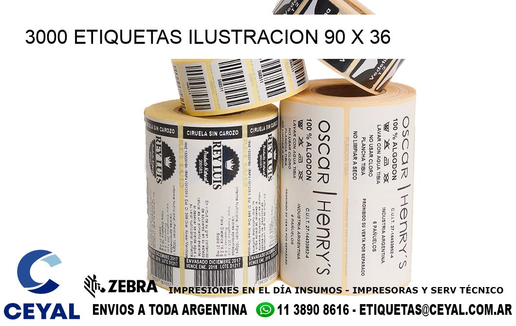 3000 ETIQUETAS ILUSTRACION 90 x 36