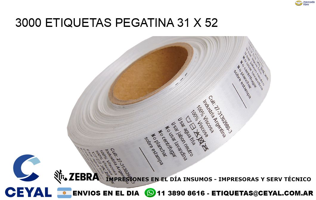 3000 ETIQUETAS PEGATINA 31 x 52