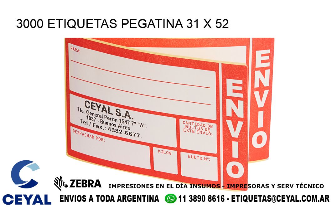 3000 ETIQUETAS PEGATINA 31 x 52