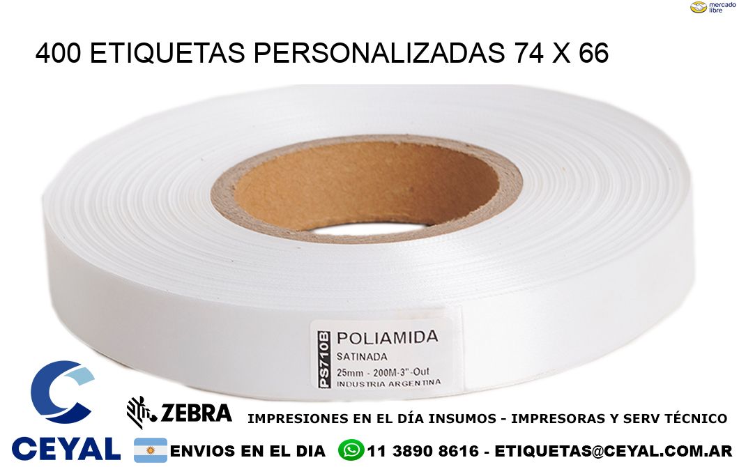 400 ETIQUETAS PERSONALIZADAS 74 x 66