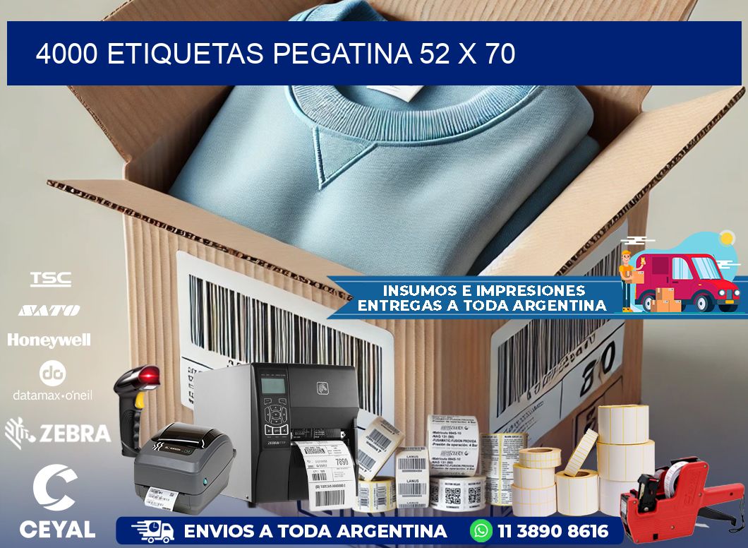 4000 ETIQUETAS PEGATINA 52 x 70