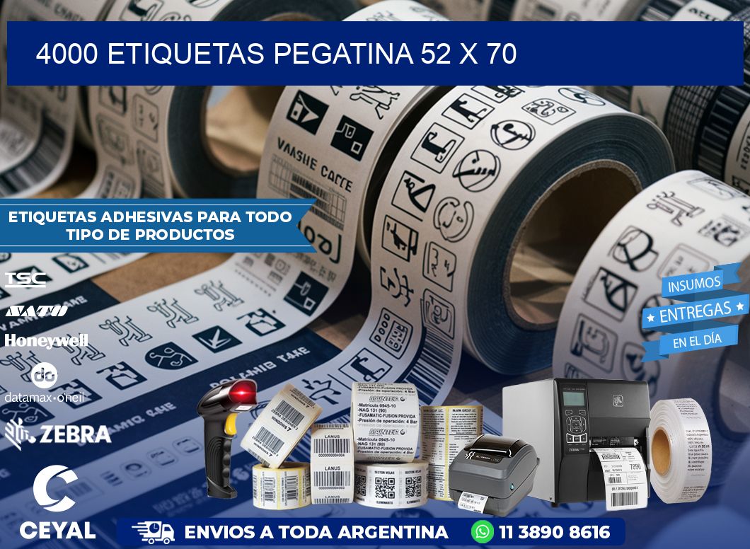 4000 ETIQUETAS PEGATINA 52 x 70