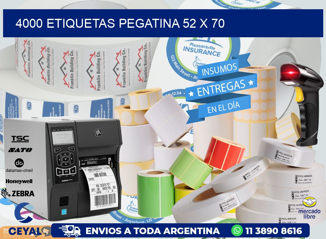 4000 ETIQUETAS PEGATINA 52 x 70