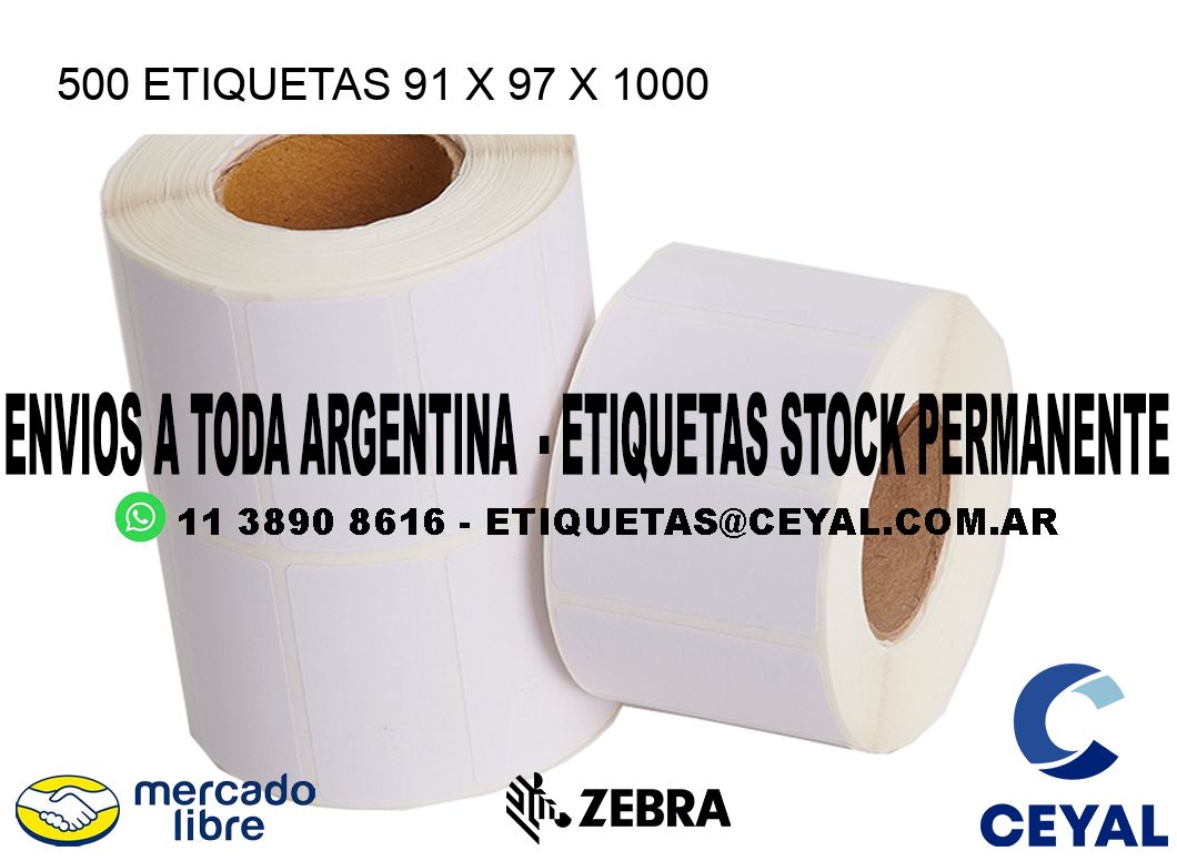 500 ETIQUETAS 91 x 97 x 1000