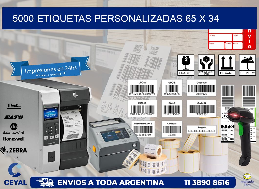 5000 ETIQUETAS PERSONALIZADAS 65 x 34