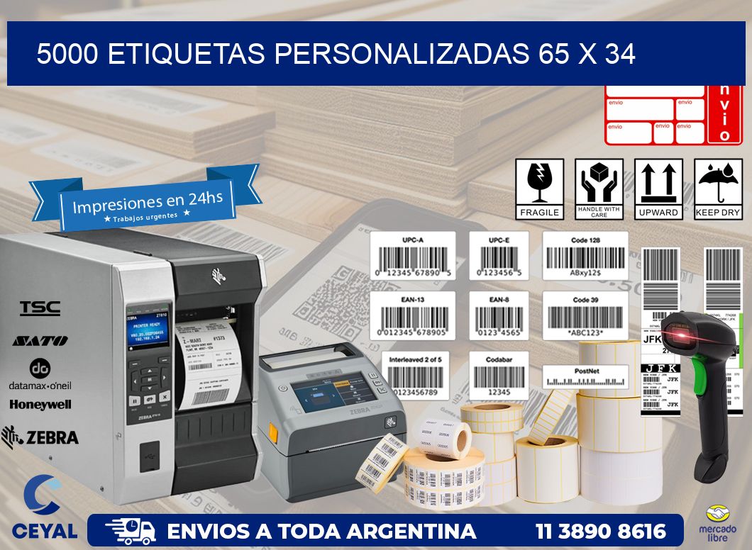 5000 ETIQUETAS PERSONALIZADAS 65 x 34
