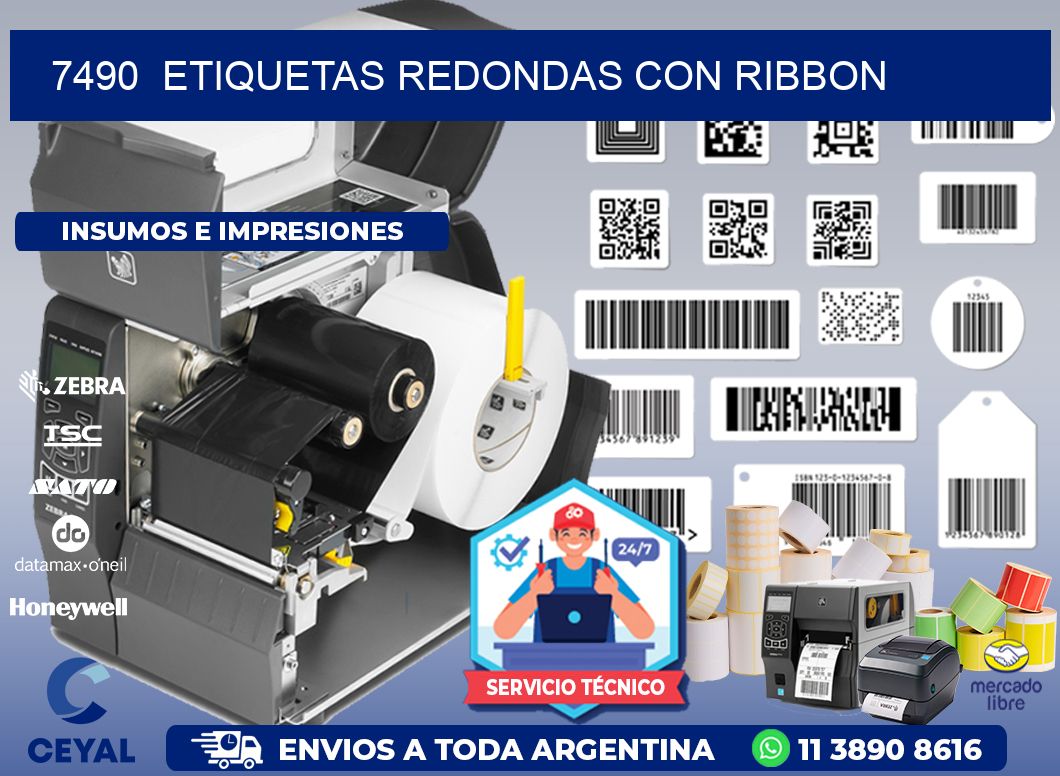 7490  ETIQUETAS REDONDAS CON RIBBON