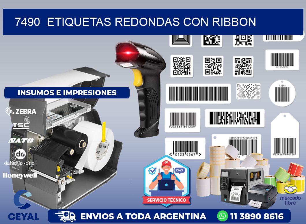7490  ETIQUETAS REDONDAS CON RIBBON