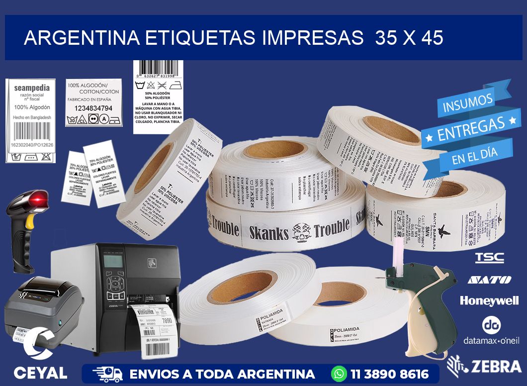 ARGENTINA ETIQUETAS IMPRESAS  35 x 45