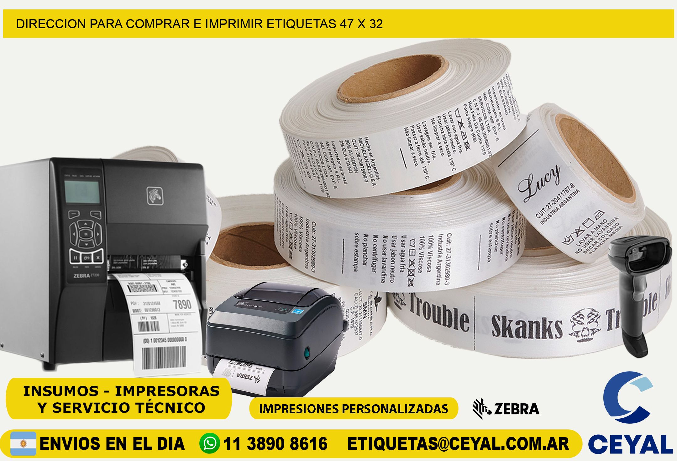 DIRECCION PARA COMPRAR E IMPRIMIR ETIQUETAS 47 x 32