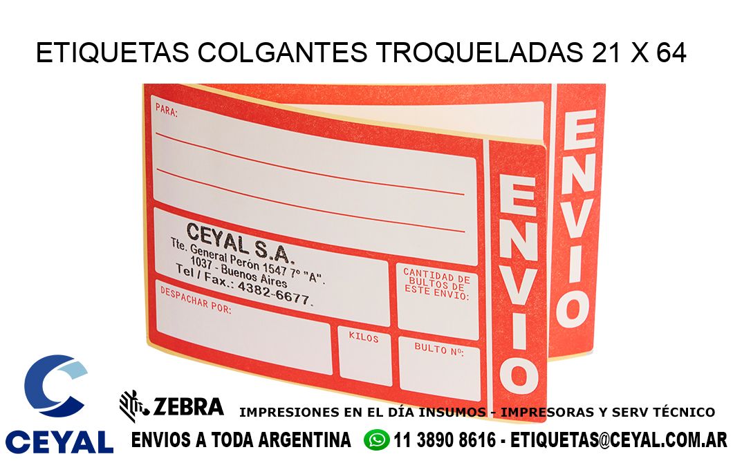 ETIQUETAS COLGANTES TROQUELADAS 21 x 64