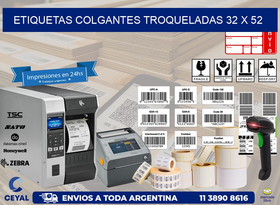ETIQUETAS COLGANTES TROQUELADAS 32 x 52