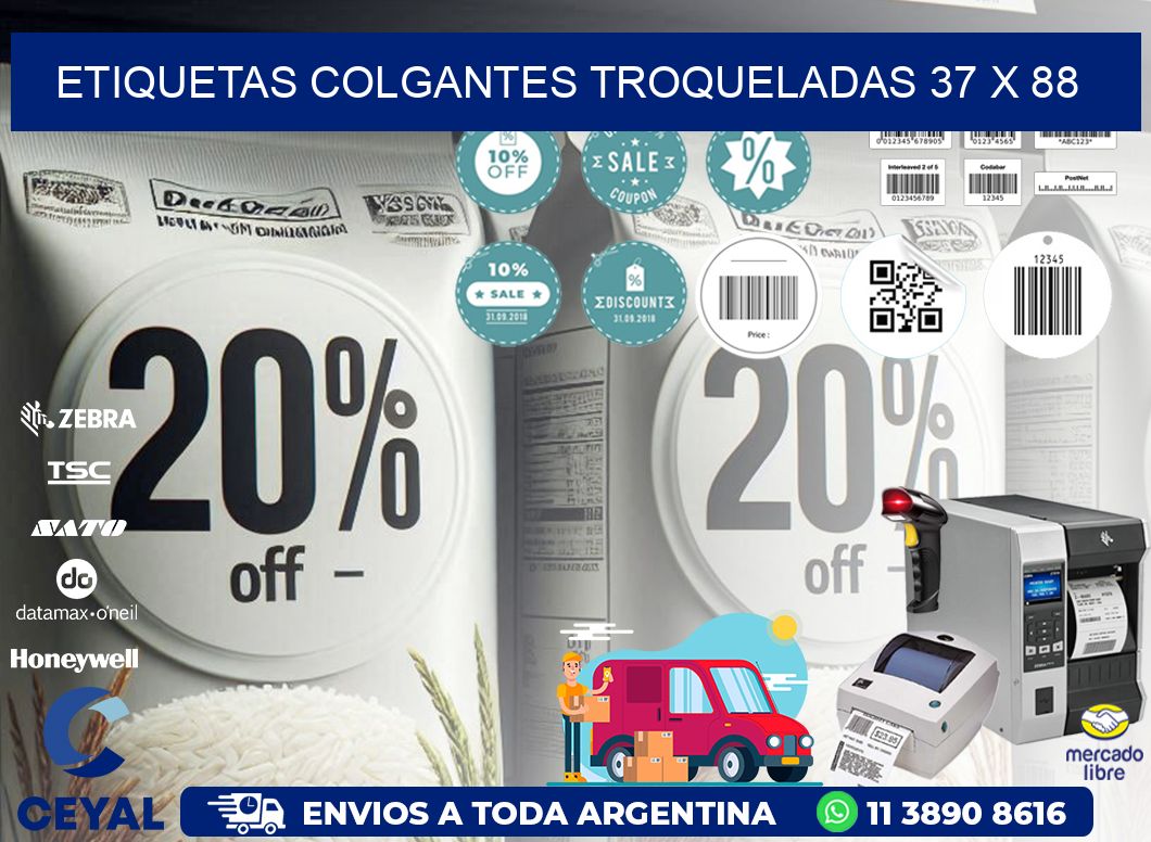 ETIQUETAS COLGANTES TROQUELADAS 37 x 88